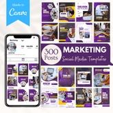 Marketing Canva Templates Bundle – 300 Templates