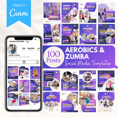 100 Aerobics & Zumba Canva Templates