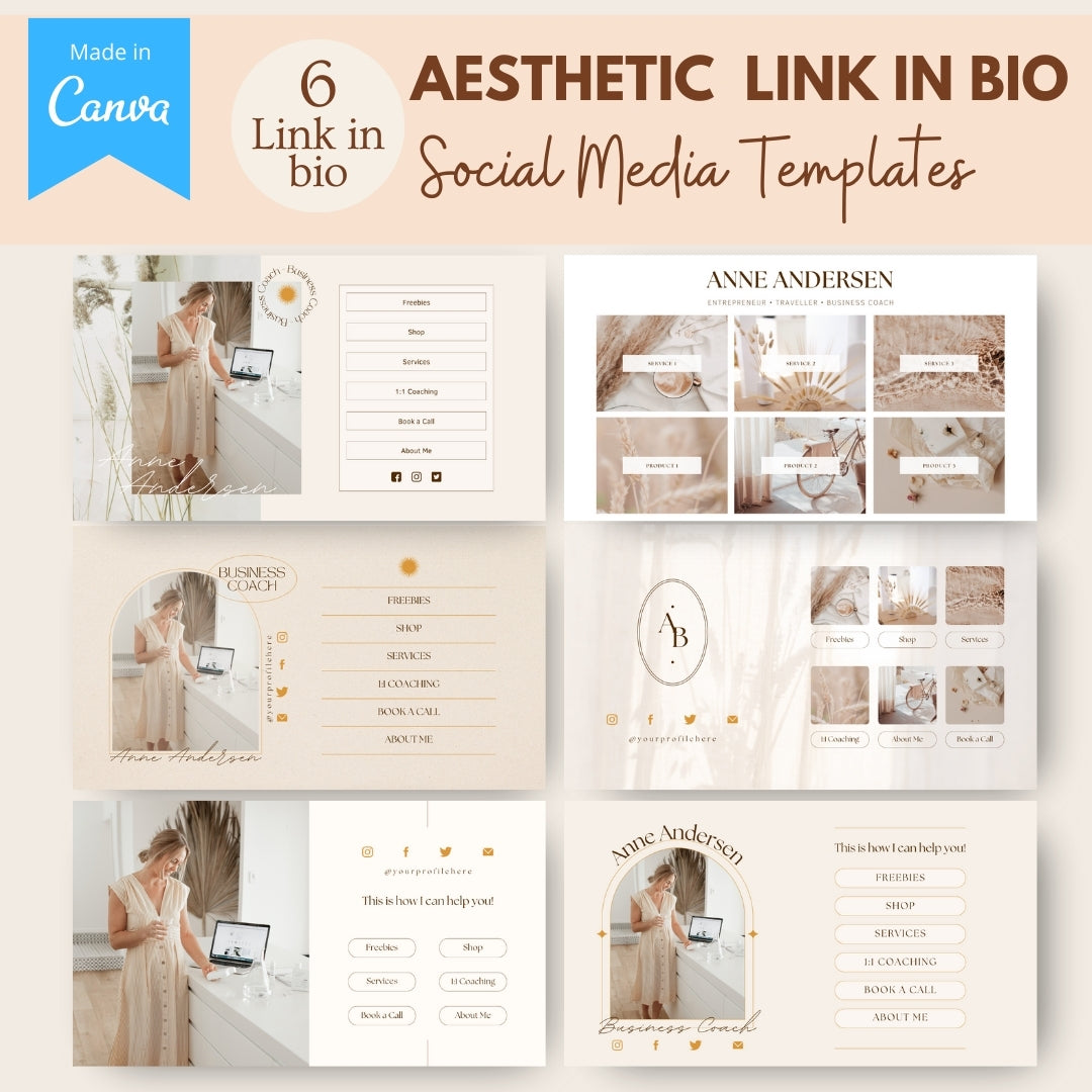 Aesthetic Link in Bio - 6 Canva Templates – Viralcontent.design