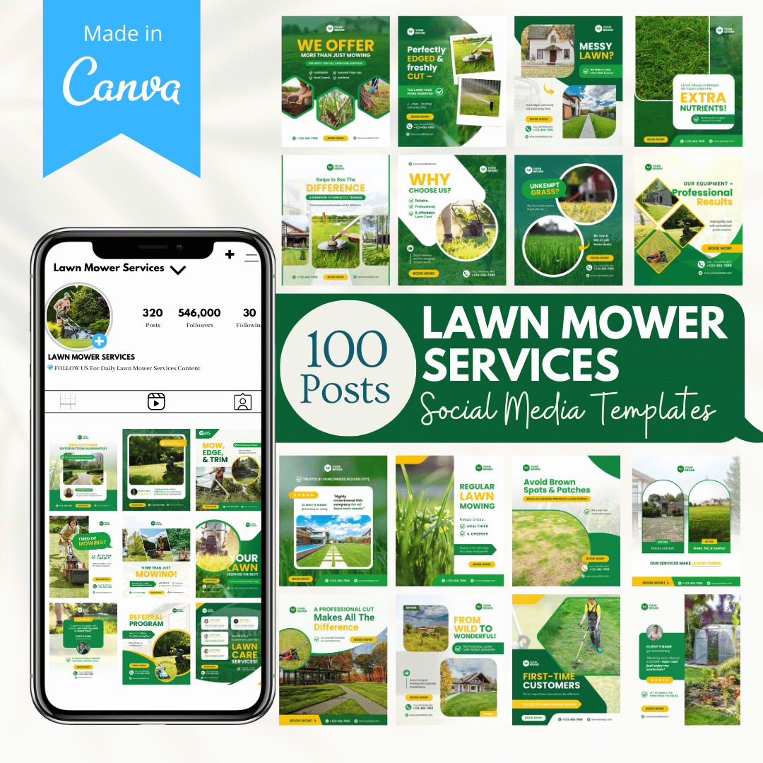 100 Lawn Mower Services Canva Templates – - Main Image