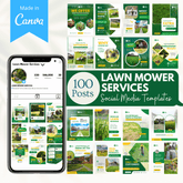 100 Lawn Mower Services Canva Templates
