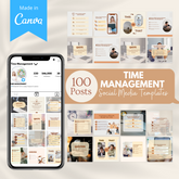 100 Time Management Posts- Social Media Templates