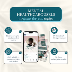 Mental Health Carousels Bundle - 30 Done-For-You Topics
