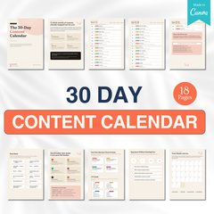 30 Day Content Calendar - 18 Pages