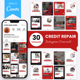30 Credit Repair Instagram Carousels, editable in Canva