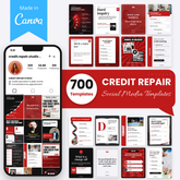 700 Credit Repair Social Media Templates, editable in Canva