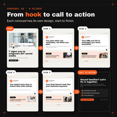 One carousel from hook to call to action: 7 Signs You've Outgrown DIY Social Media, slide by slide