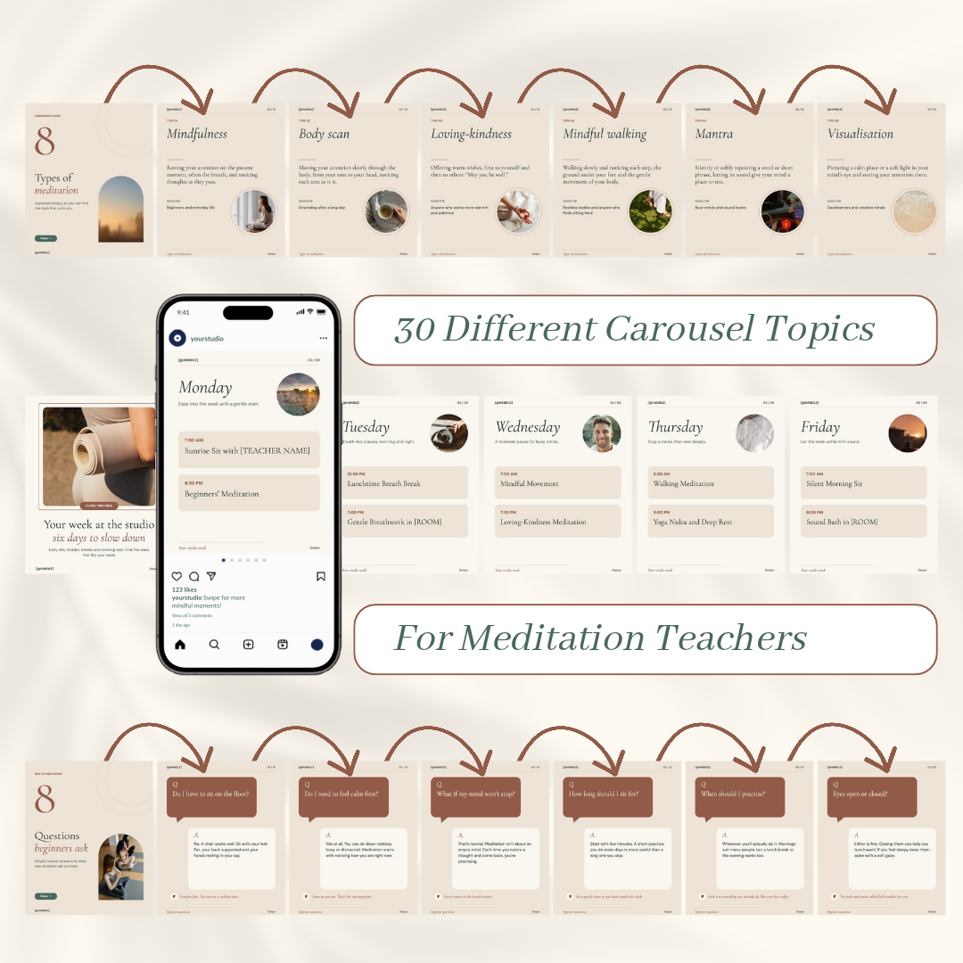 30 different carousel topics for meditation teachers