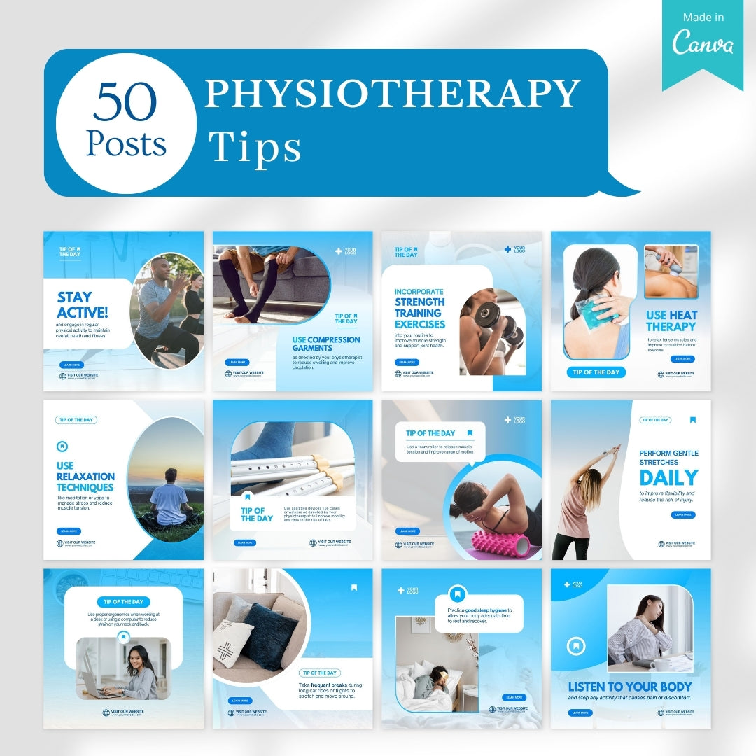 480 Physiotherapy Posts - Social Media Canva Templates