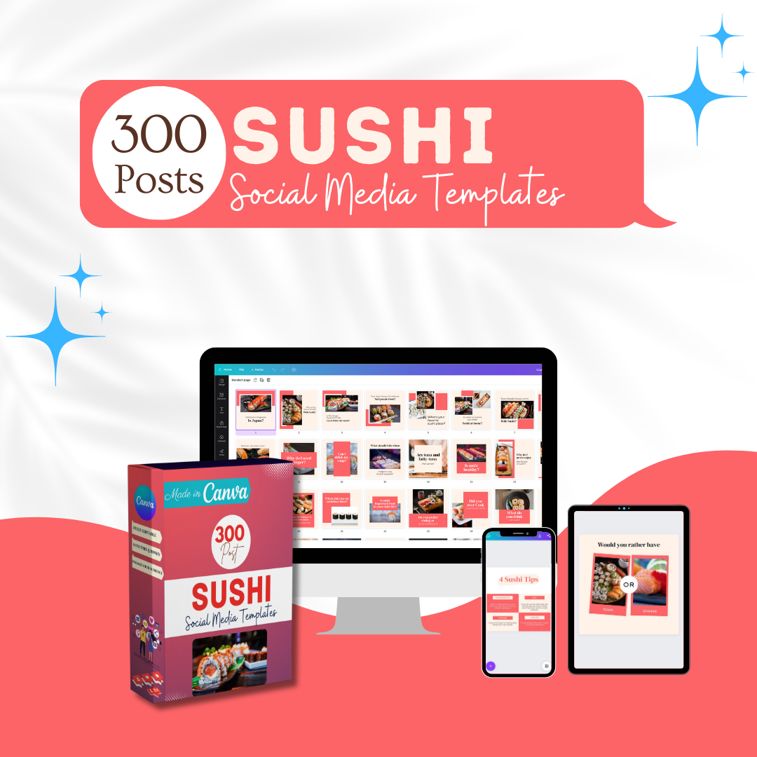 300 Sushi Posts - Social Media Templates