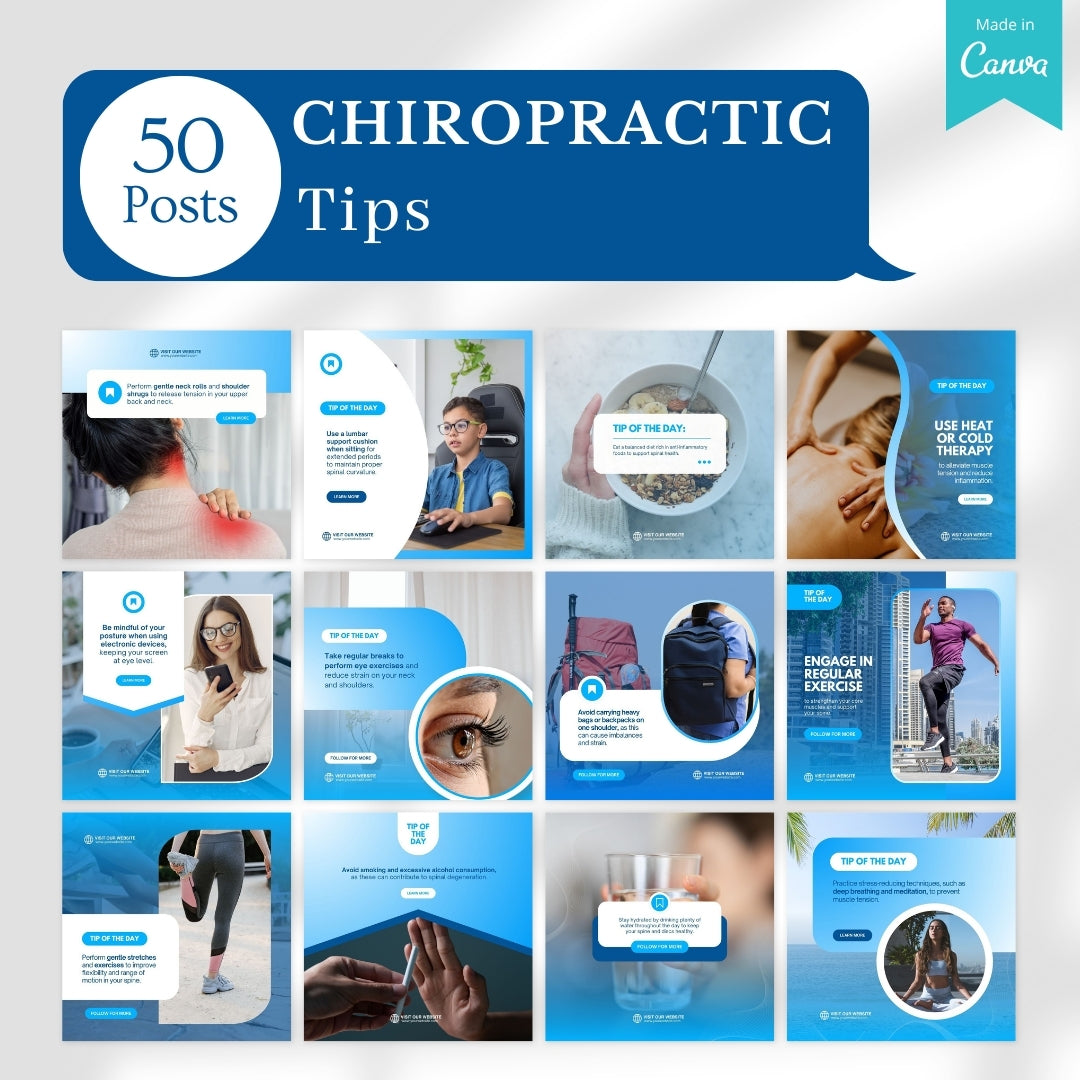 480 Chiropractic Posts - Social Media Canva Templates