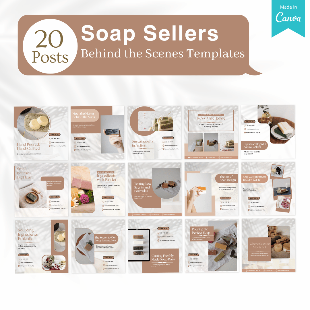 270 Soap Posts - Social Media Canva Templates