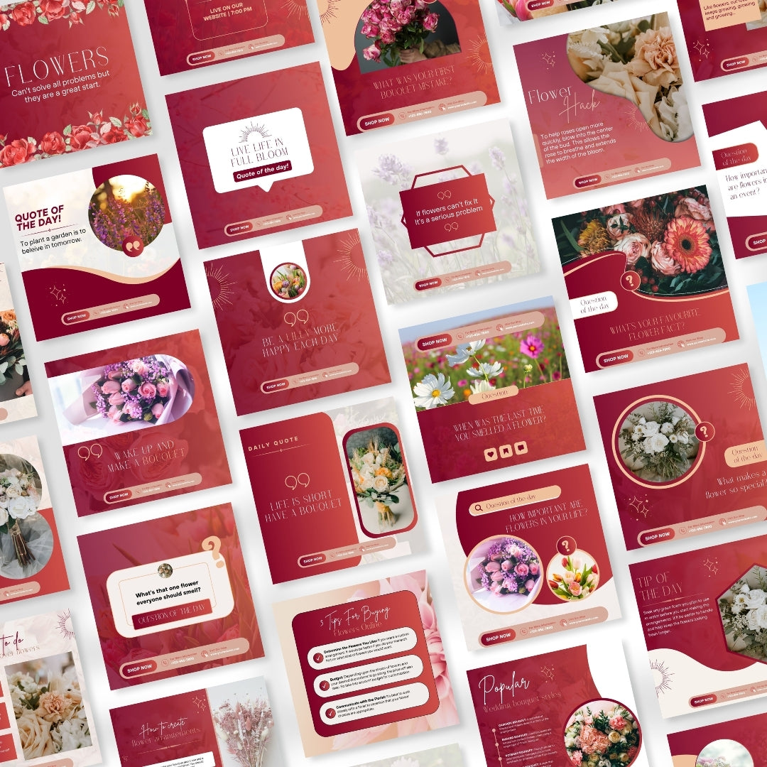 300 Floral Posts -  Social Media Canva Templates