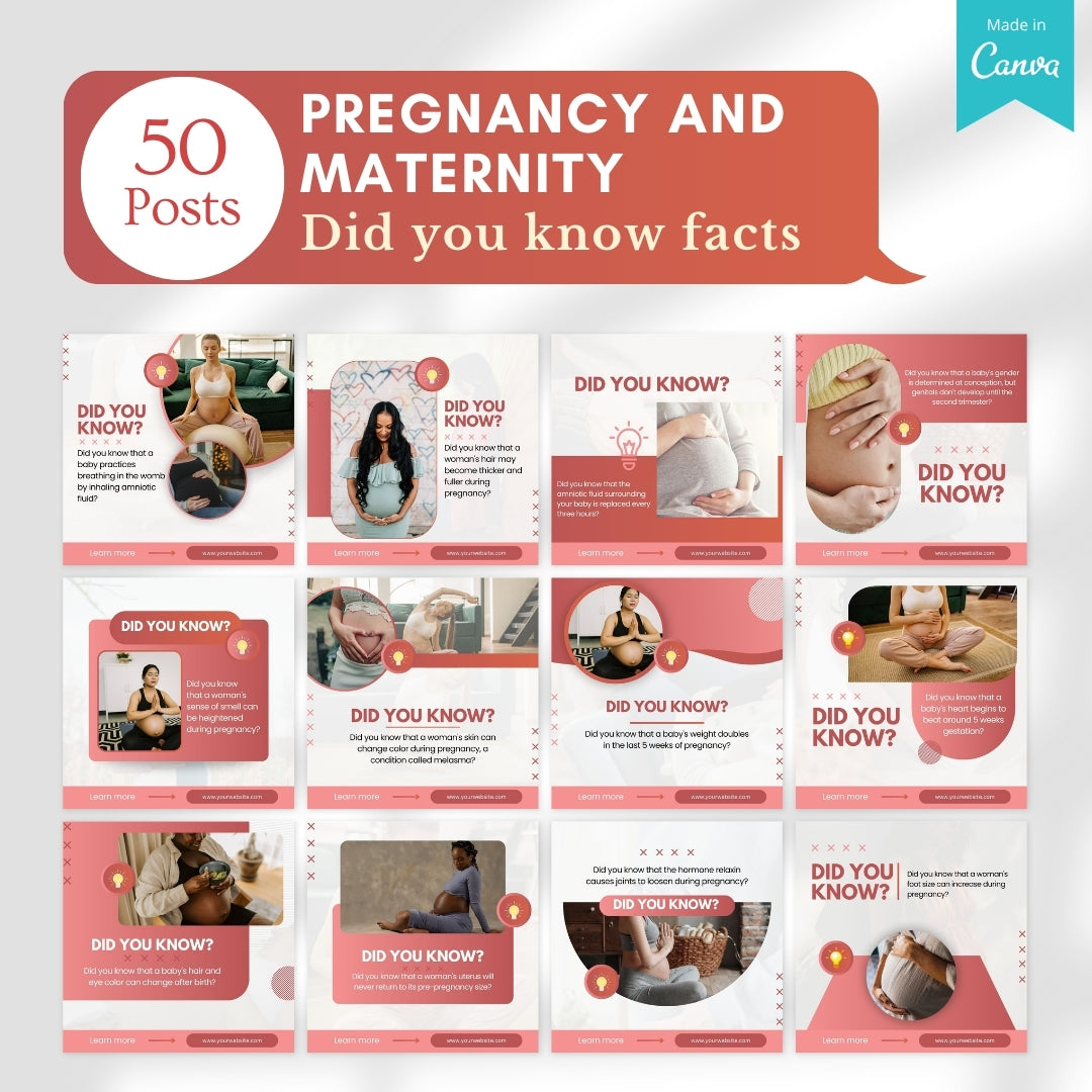 500 Pregnancy and Maternity Posts - Canva Editable Templates