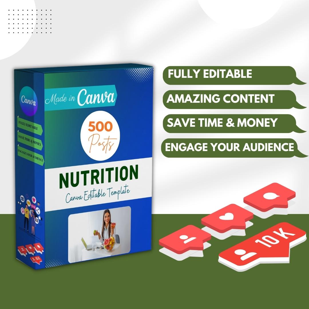 500 Nutrition Coach Posts - Social Media Templates