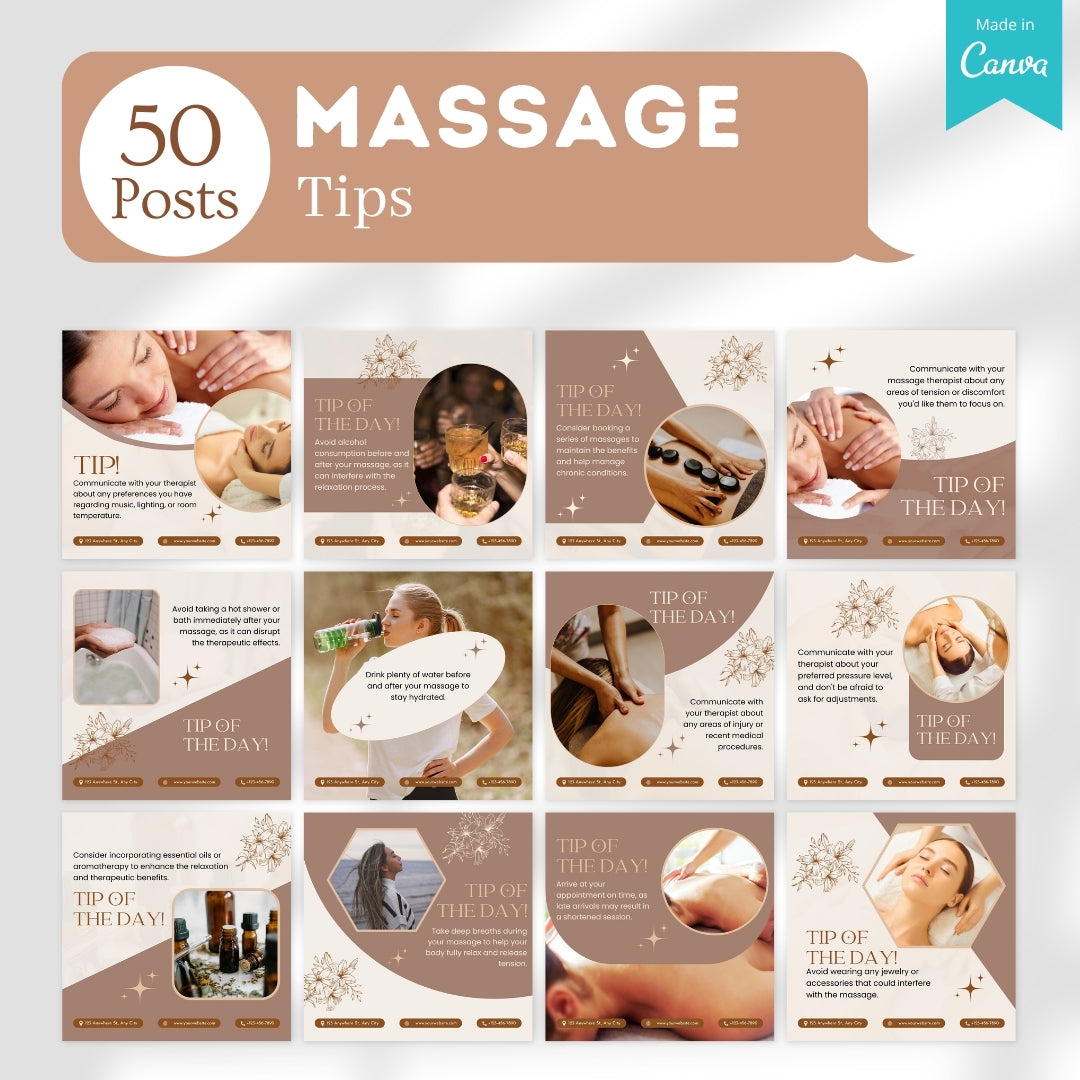 500 Massage Center  - Social Media Canva Templates