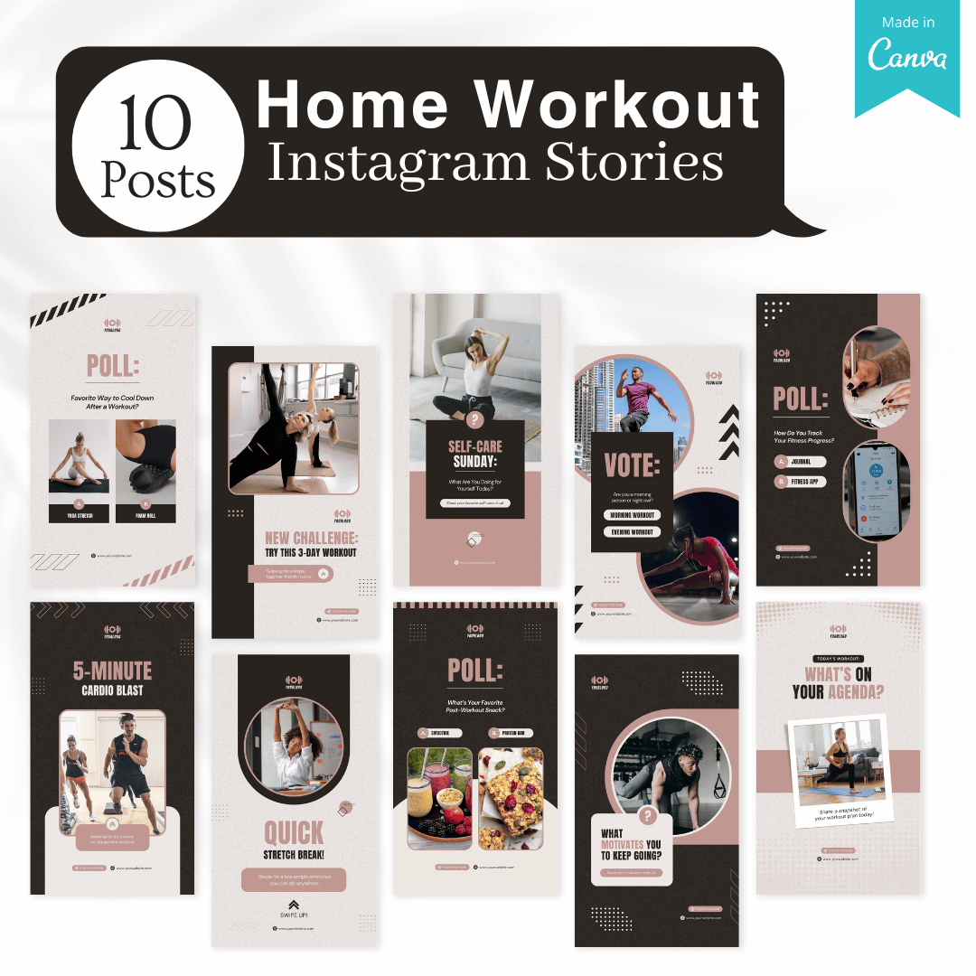 215 Home Workout Canva Templates