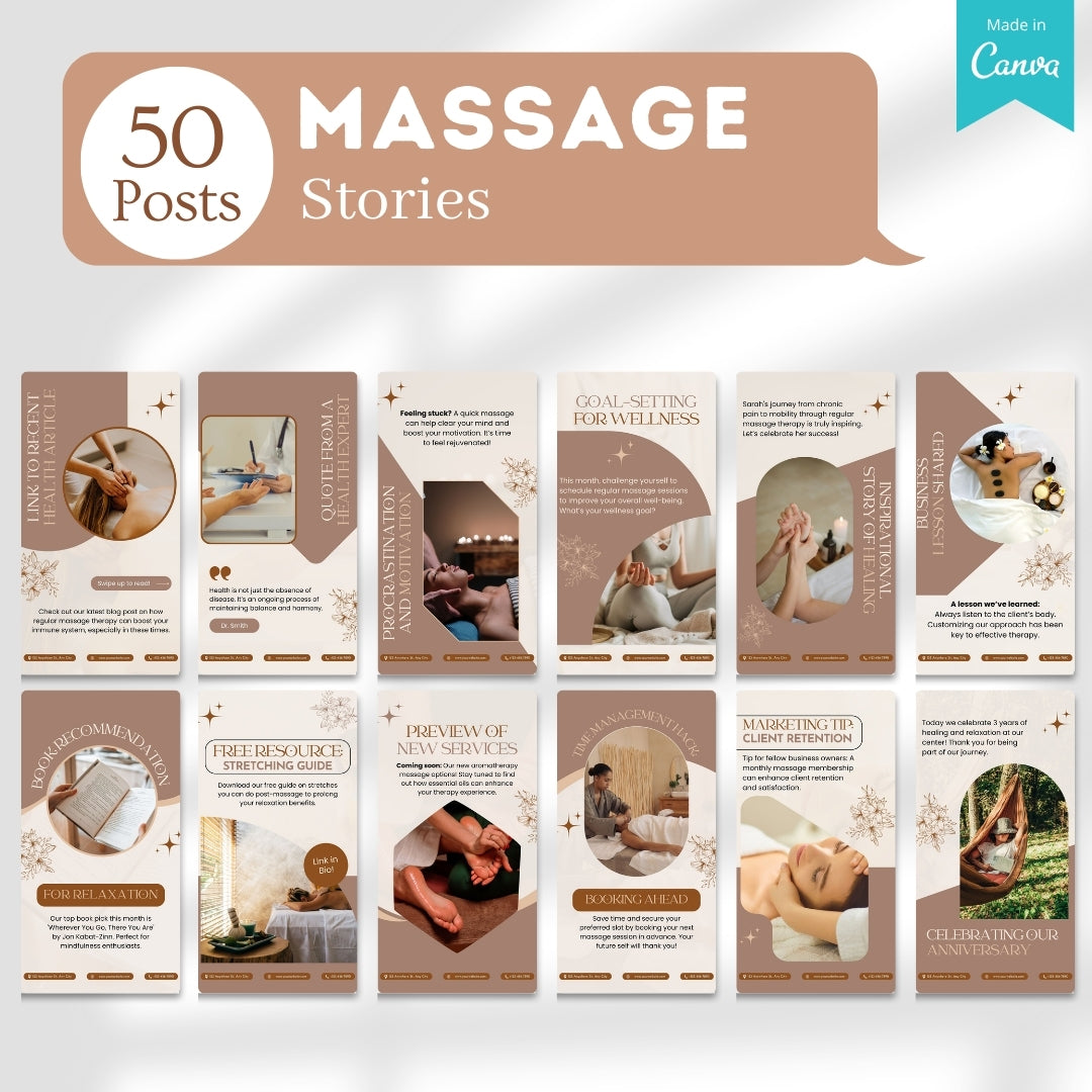 500 Massage Center  - Social Media Canva Templates