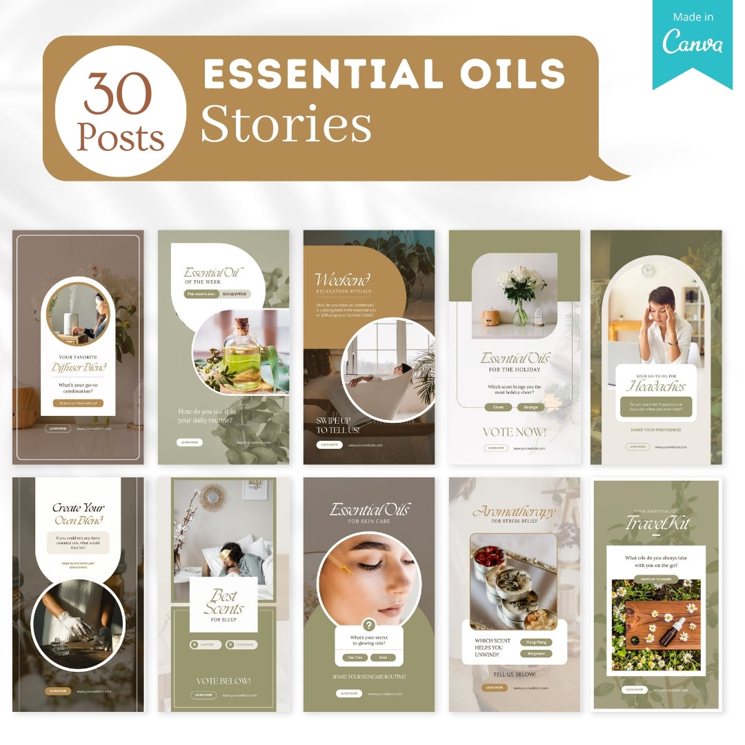 300 Essential Oils Posts -  Social Media Templates