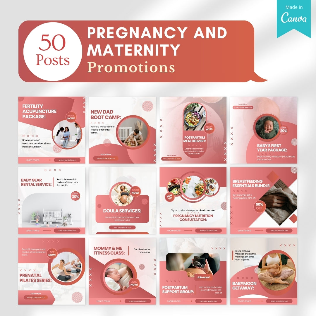 500 Pregnancy and Maternity Posts - Canva Editable Templates