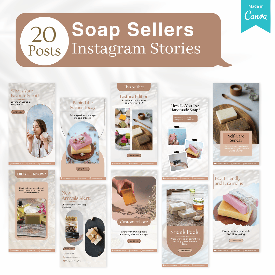 270 Soap Posts - Social Media Canva Templates