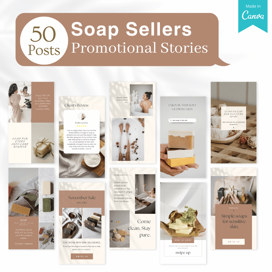 270 Soap Posts - Social Media Canva Templates