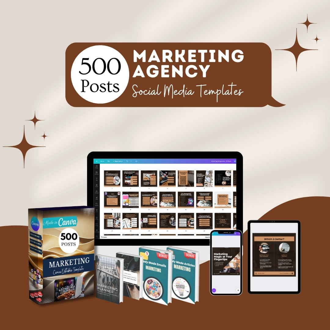 500 Marketing Agency Posts - Social Media Templates