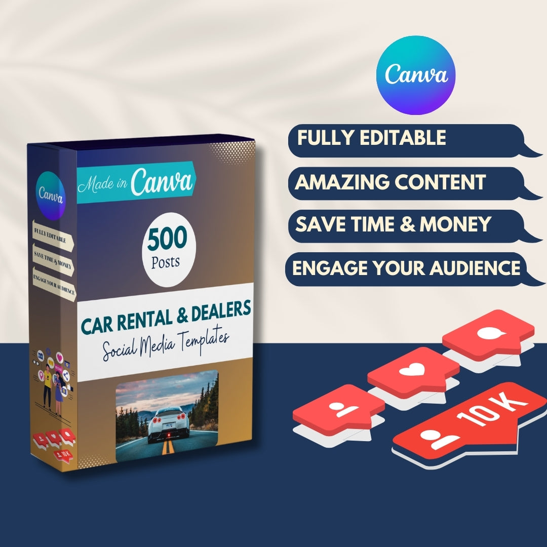 500 Car Rentals & Dealers Posts - Social Media Templates