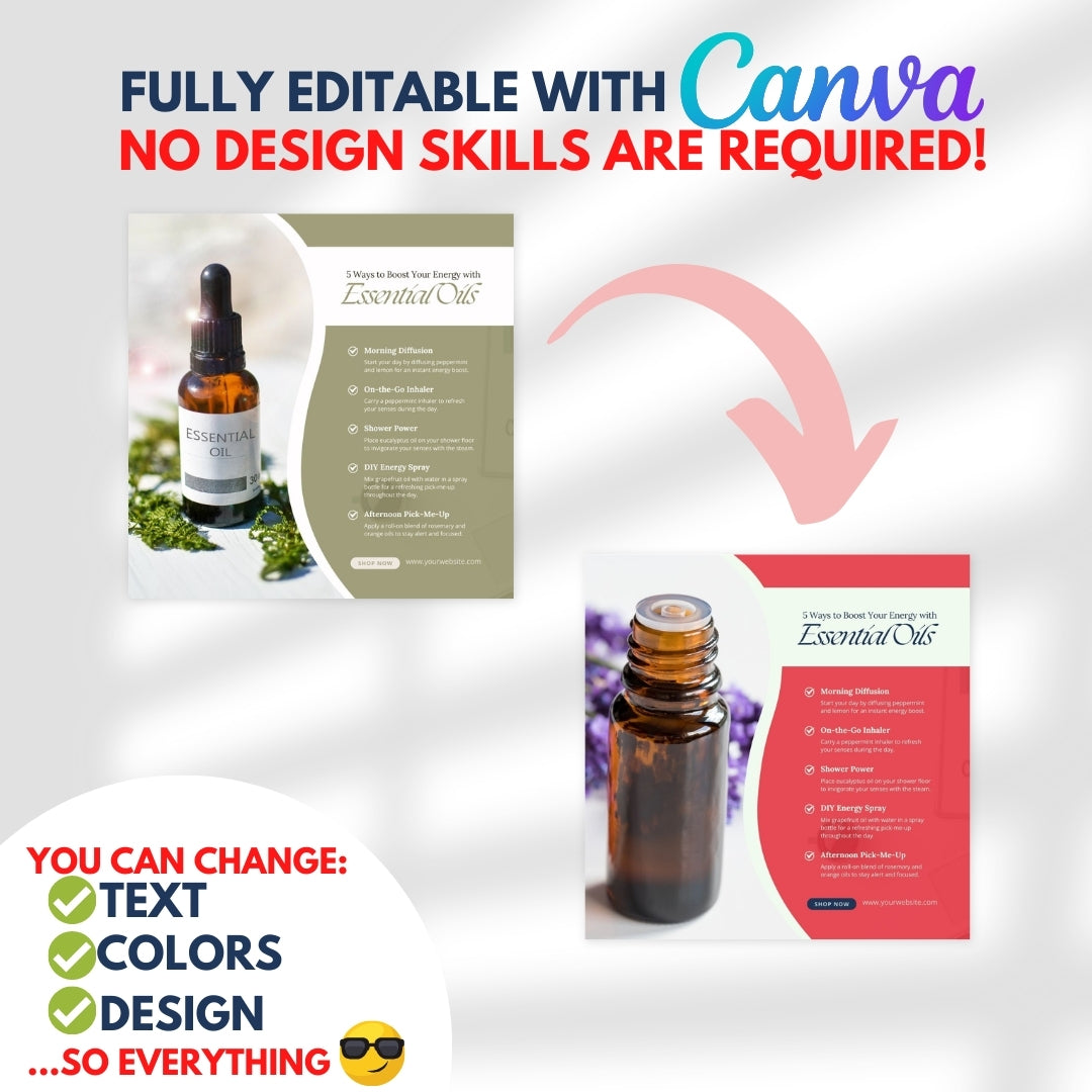 300 Essential Oils Posts -  Social Media Templates