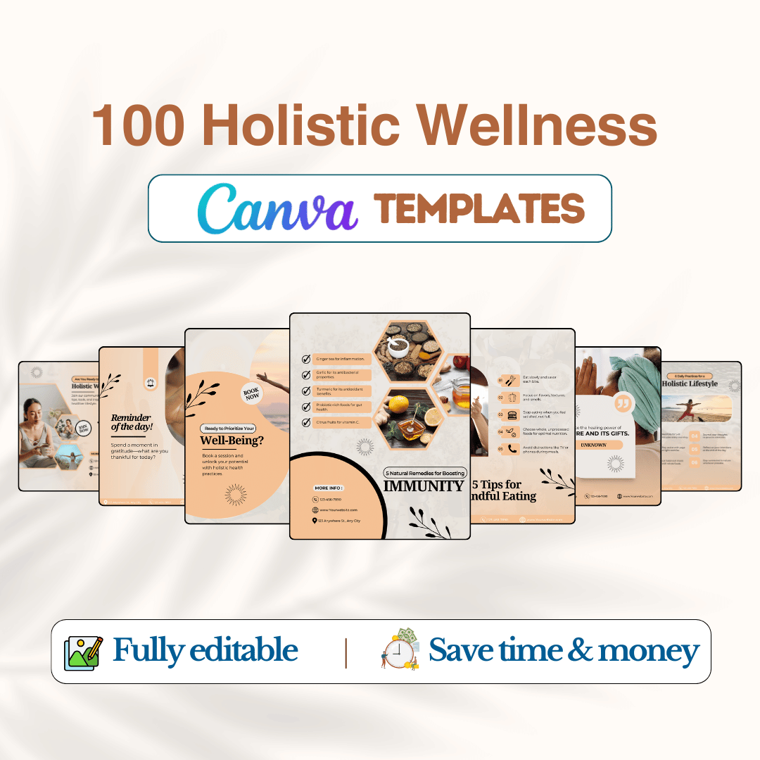 100 Holistic Wellness Canva Templates