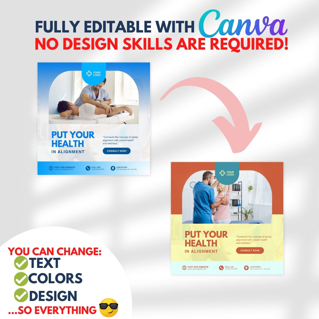 480 Chiropractic Posts - Social Media Canva Templates