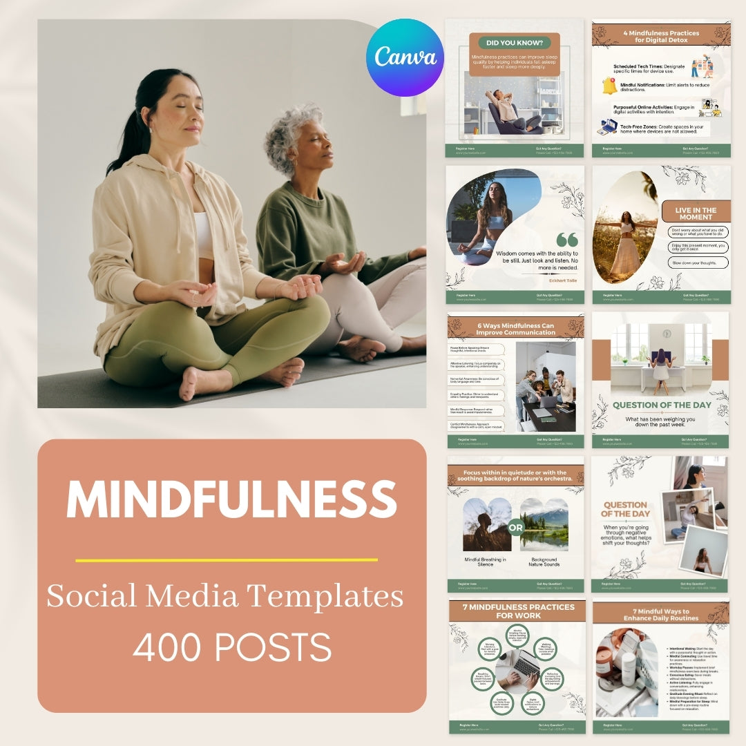 400 Mindfulness Posts - Social Media Templates