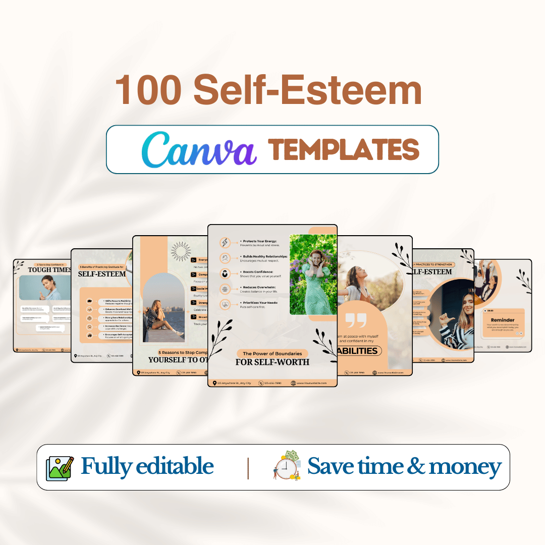 100 Self-Esteem Canva Templates