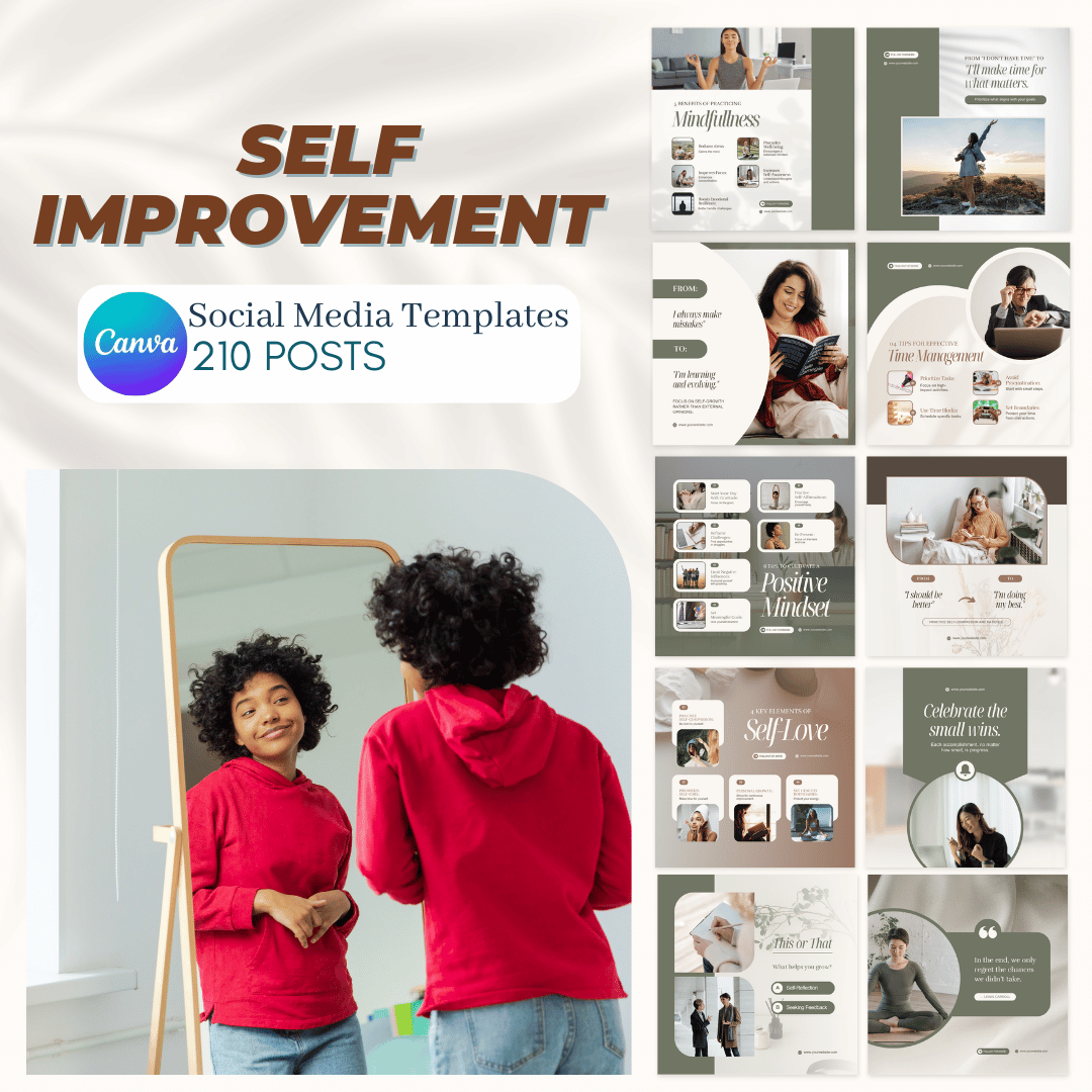 210 Self Improvement Posts - Social Media Templates – Viralcontent.design