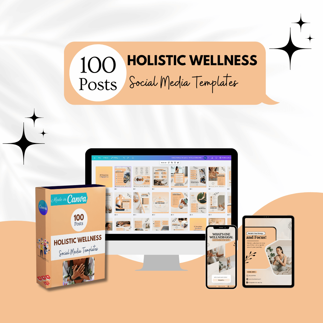 100 Holistic Wellness Canva Templates