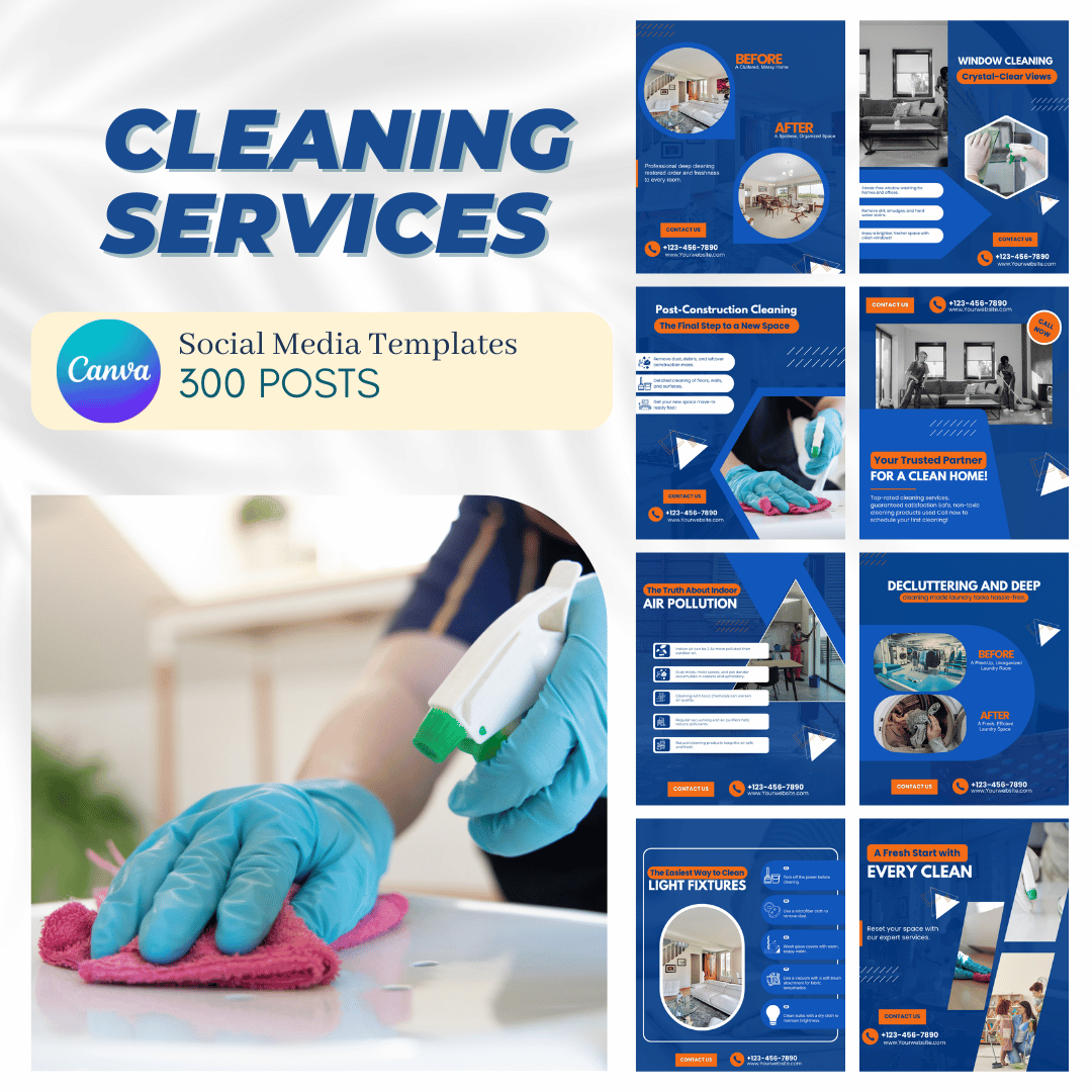 300 Cleaning Services Posts - Social Media Templates