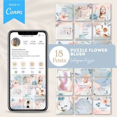 Puzzle Flower Blush - Canva Templates