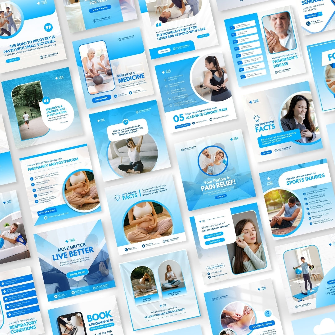 480 Physiotherapy Posts - Social Media Canva Templates