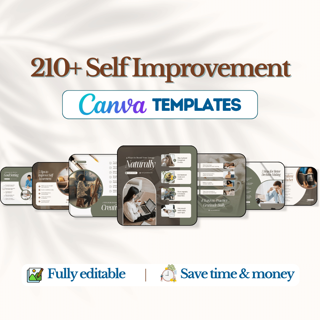 210 Self Improvement Posts - Social Media Templates