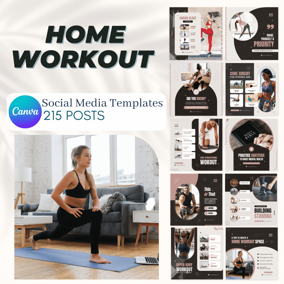 215 Home Workout Canva Templates