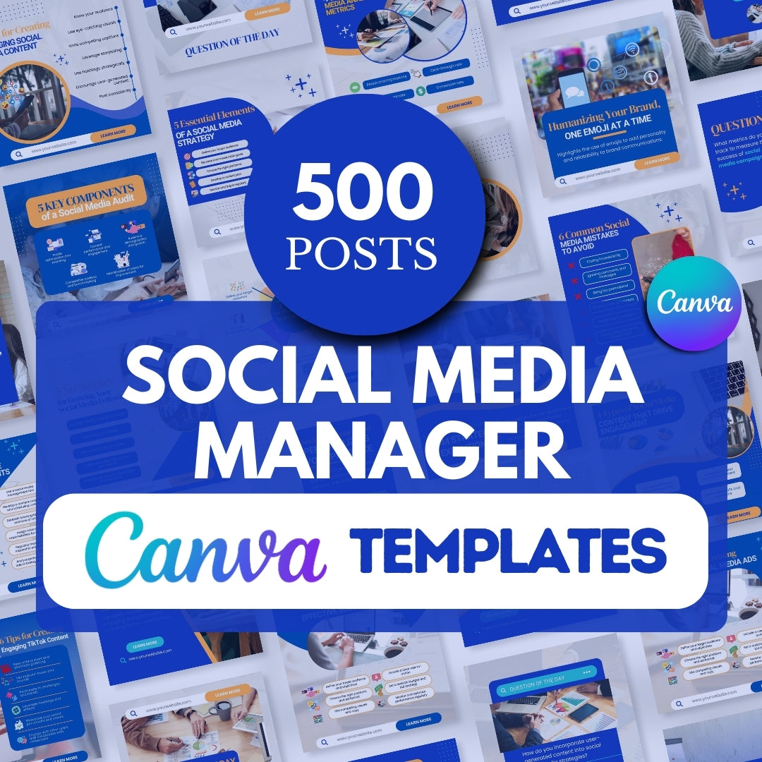 500 Social Media Manager Posts - Canva Templates