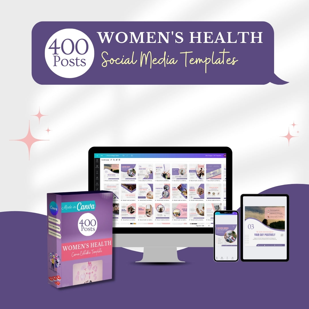 400 Women's Health  Posts - Social Media Templates