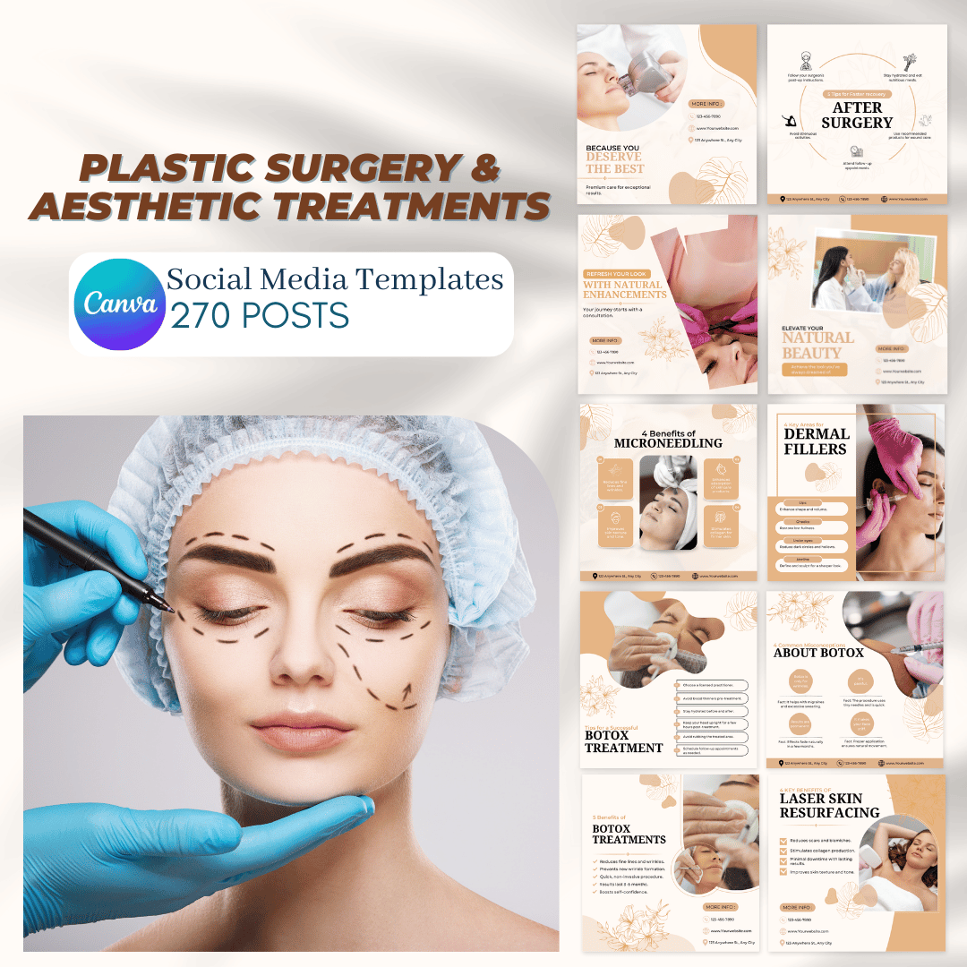 270 Plastic Surgery & Aesthetic Treatments Posts - Canva Templates