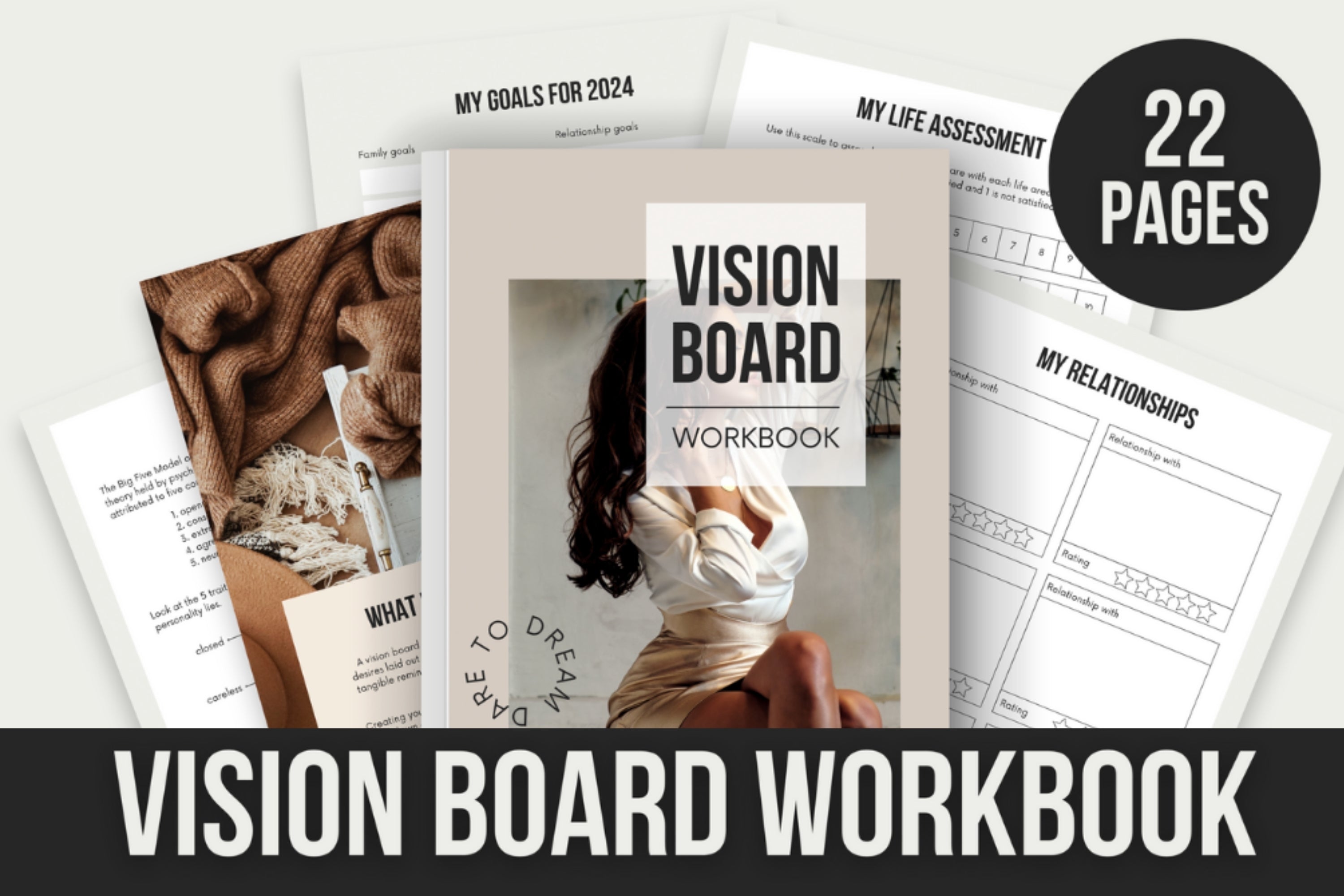 Vision Board Workbook - 22 Pages