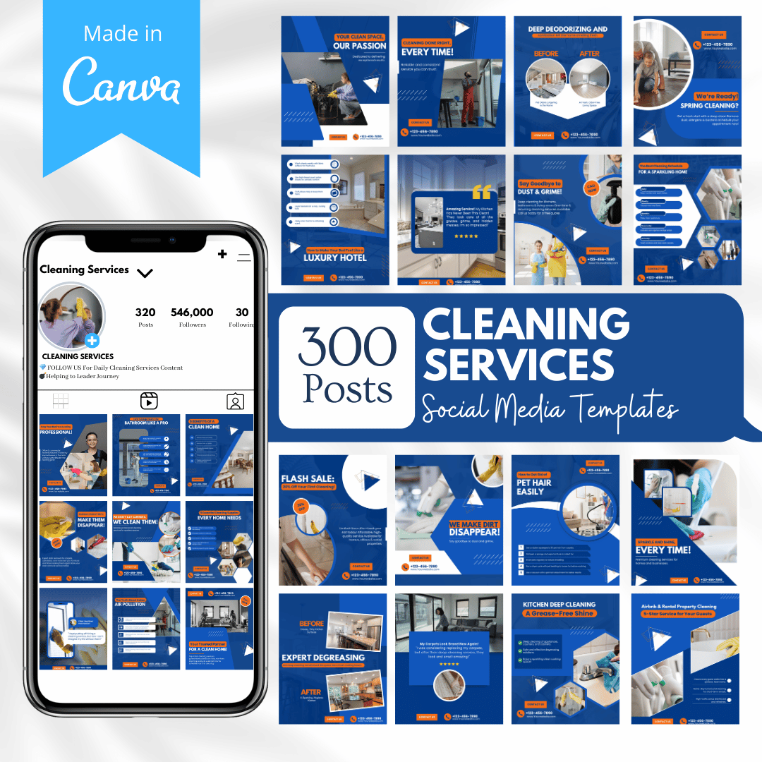 300 Cleaning Services Posts - Social Media Templates