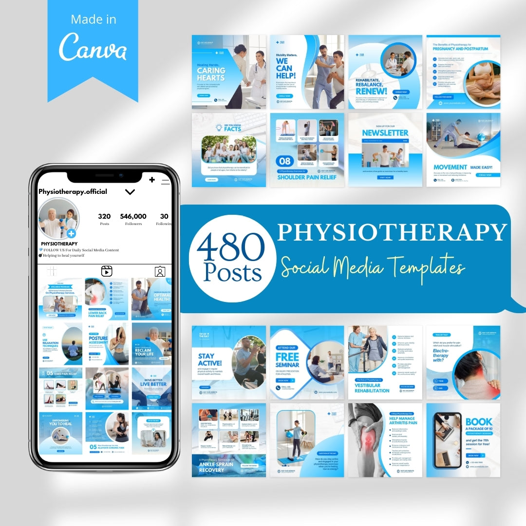 480 Physiotherapy Posts - Social Media Canva Templates