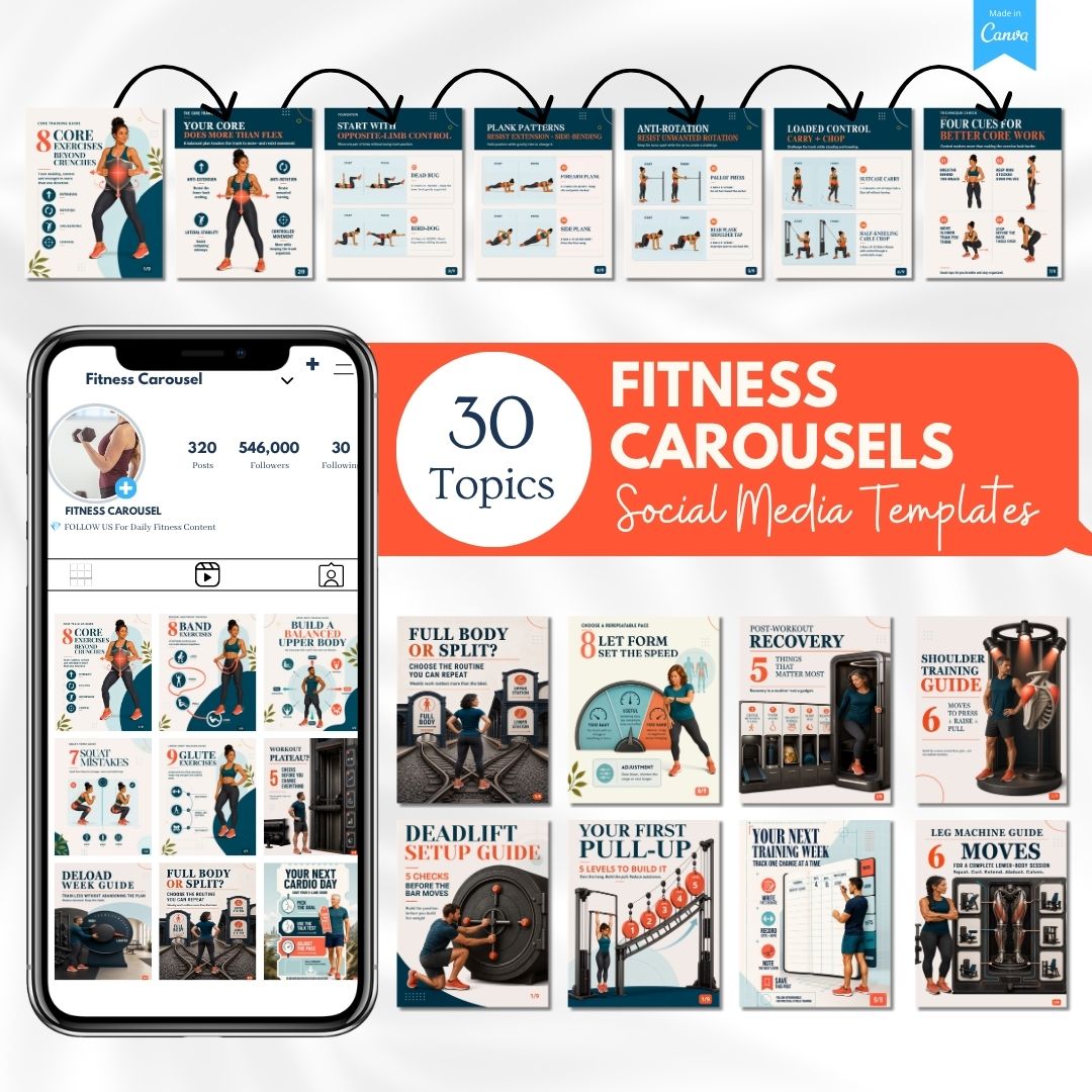 Fitness Carousels Bundle - 30 Done-For-You Topics