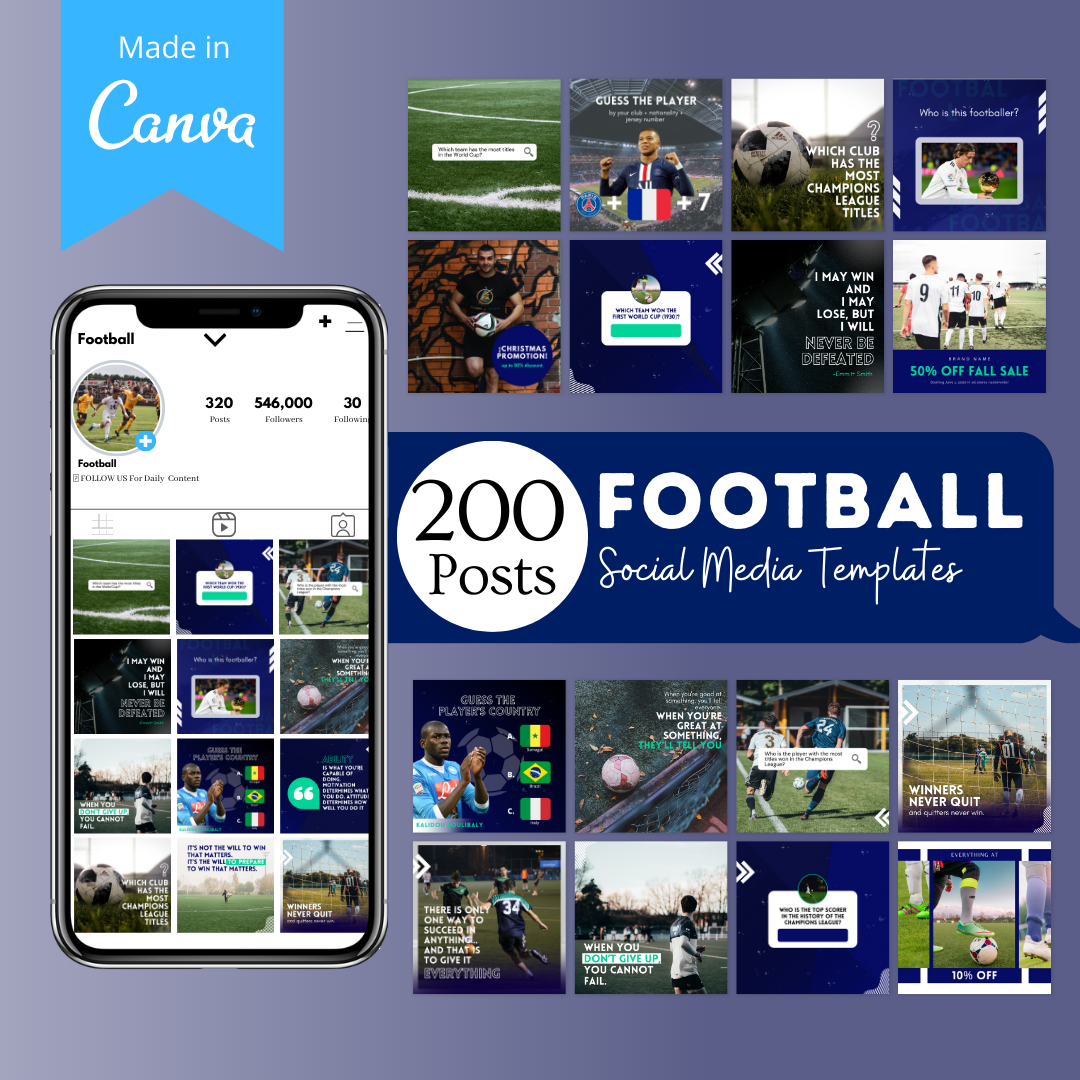 200 Football Coach Posts - Social Media Templates