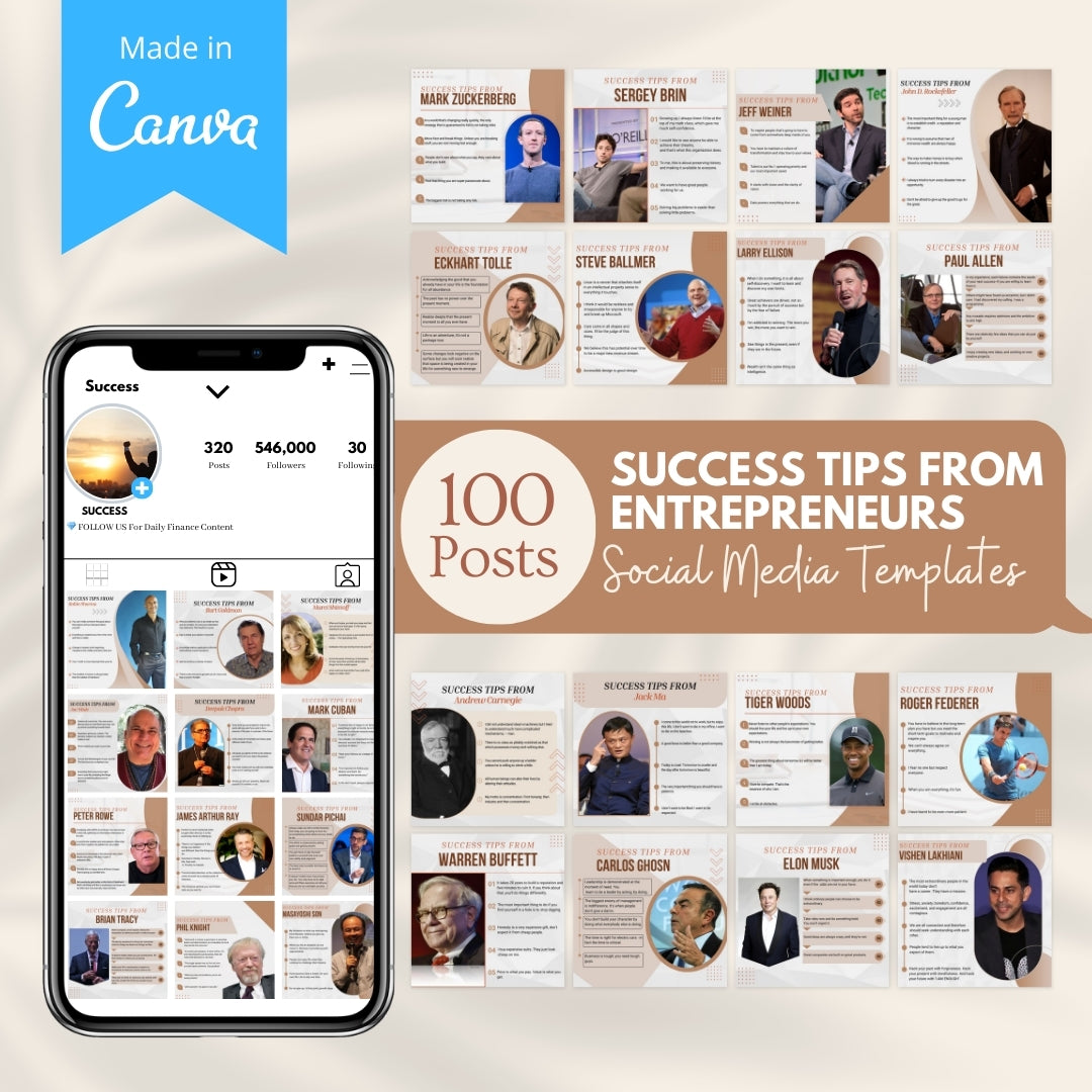 Success tips From Entrepreneurs - 100 Templates