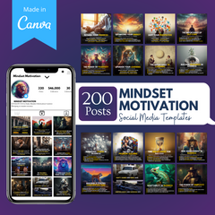 200 Mindset Motivation Posts  - Social Media Templates